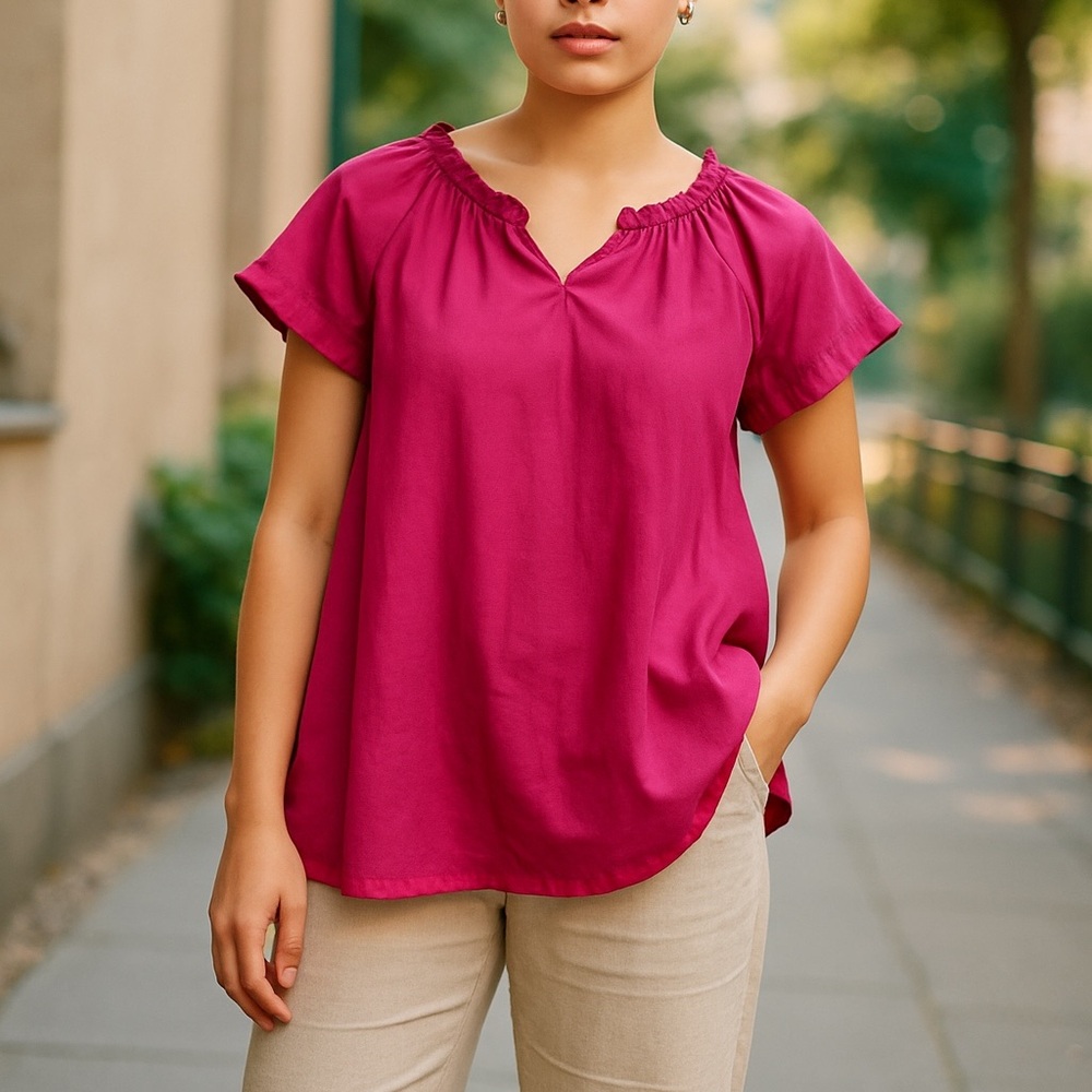 EUC Banana Republic Magenta Blouse Women’s Size XS